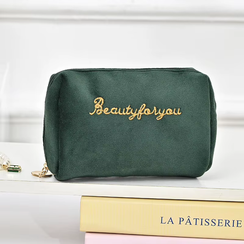 Sac de maquillage en velours pour femmes