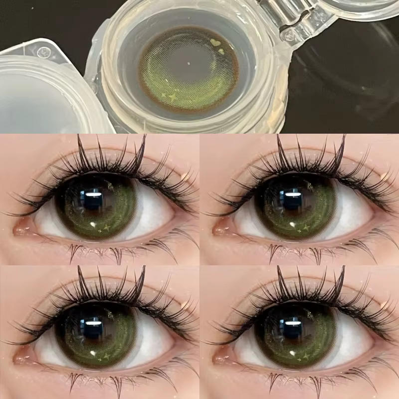 Lentilles de contact vertes pour les yeux beauté élève myopie puissance: -1 à -8 dioptries