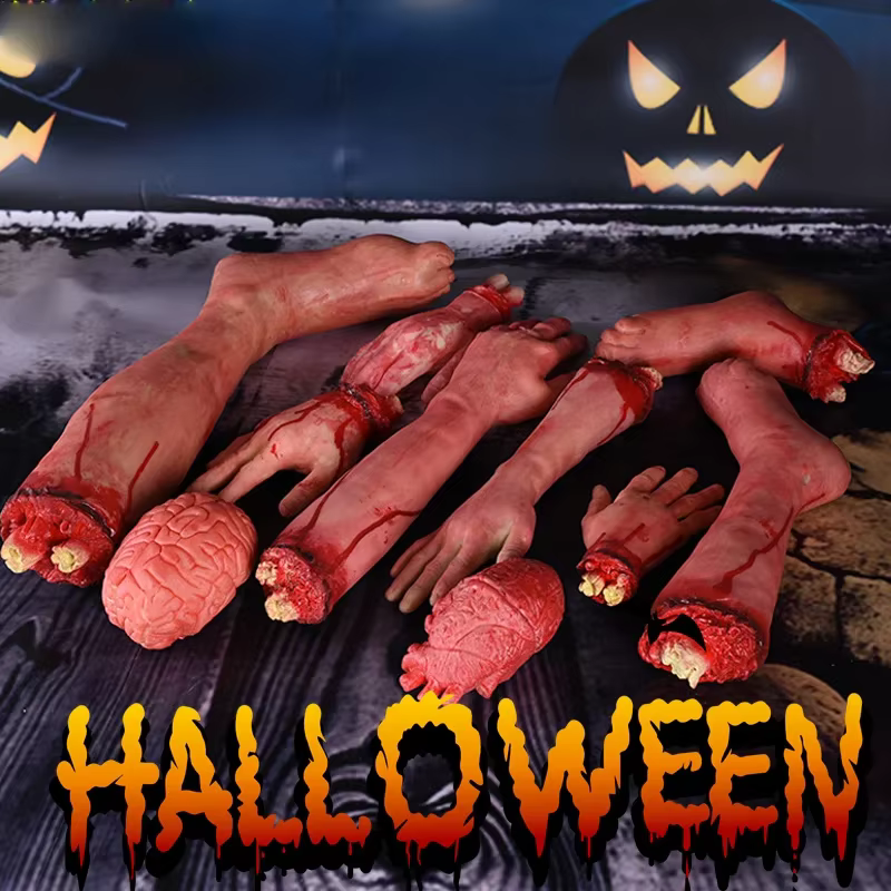 Accessoires de membres coupés, accessoires sanglants d'halloween, décorations sanglantes d'halloween, fausses mains sanglantes, décoration du corps humain