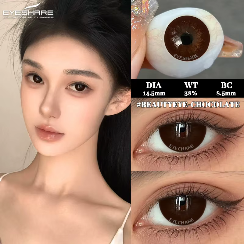EYESHARE Lentilles de contact colorées tendance 1 paire noires pour grands yeux