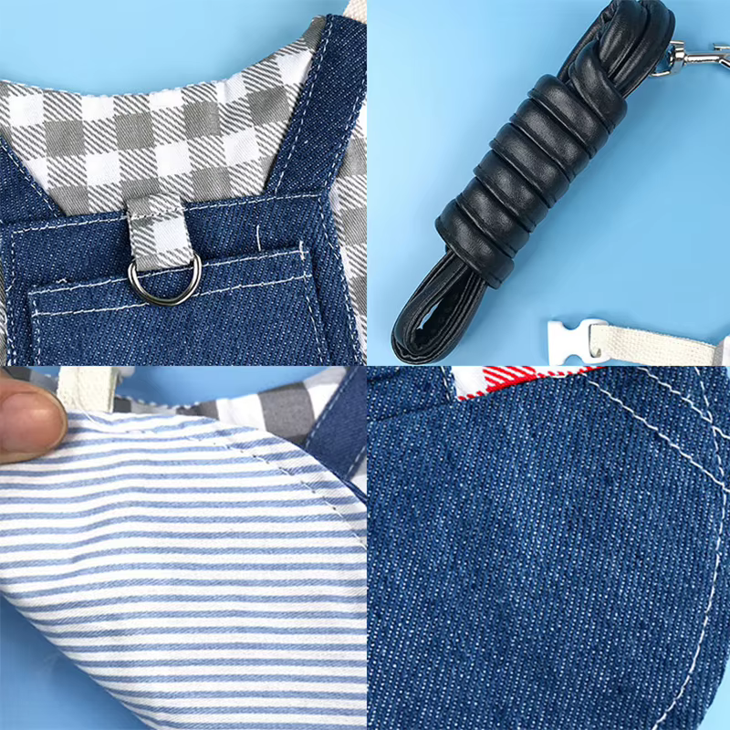Harnais de promenade pour petits animaux : chinchillas, lapins, cochons d'Inde, lapins hollandais, lapins à oreilles tombantes – Accessoires en jean pour animaux de compagnie