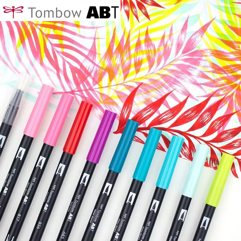 Tombow-Ensemble de marqueurs d'interconnexion, stylo brosse pour touristes à pointe souple en nylon ABT, manuel de dessin non CUSafe sans purge, papeterie japonaise, 10 pièces