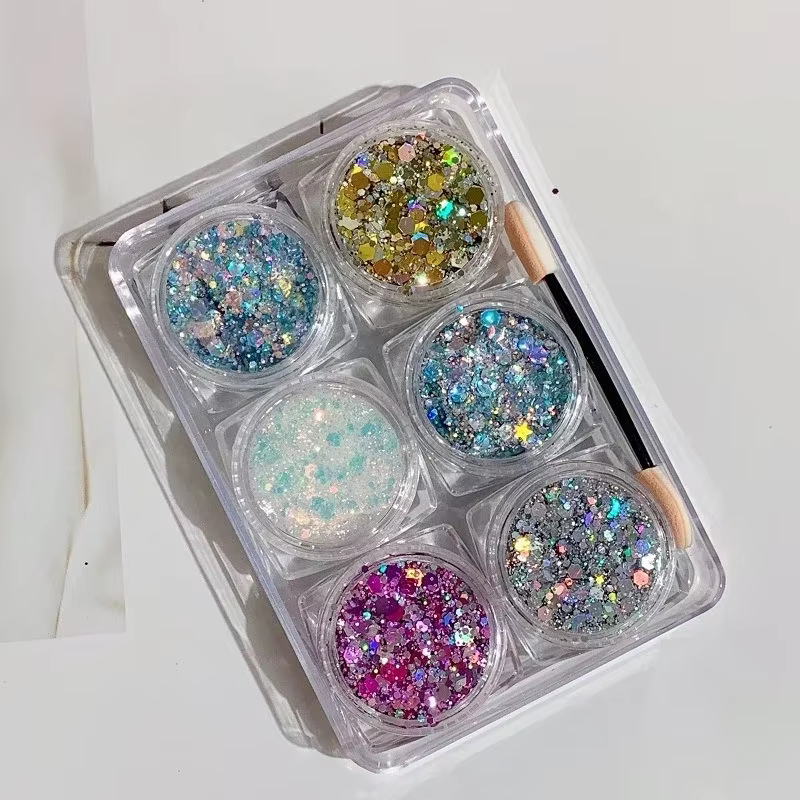 6 pièces/ensemble paillettes visage paillettes Gel maquillage