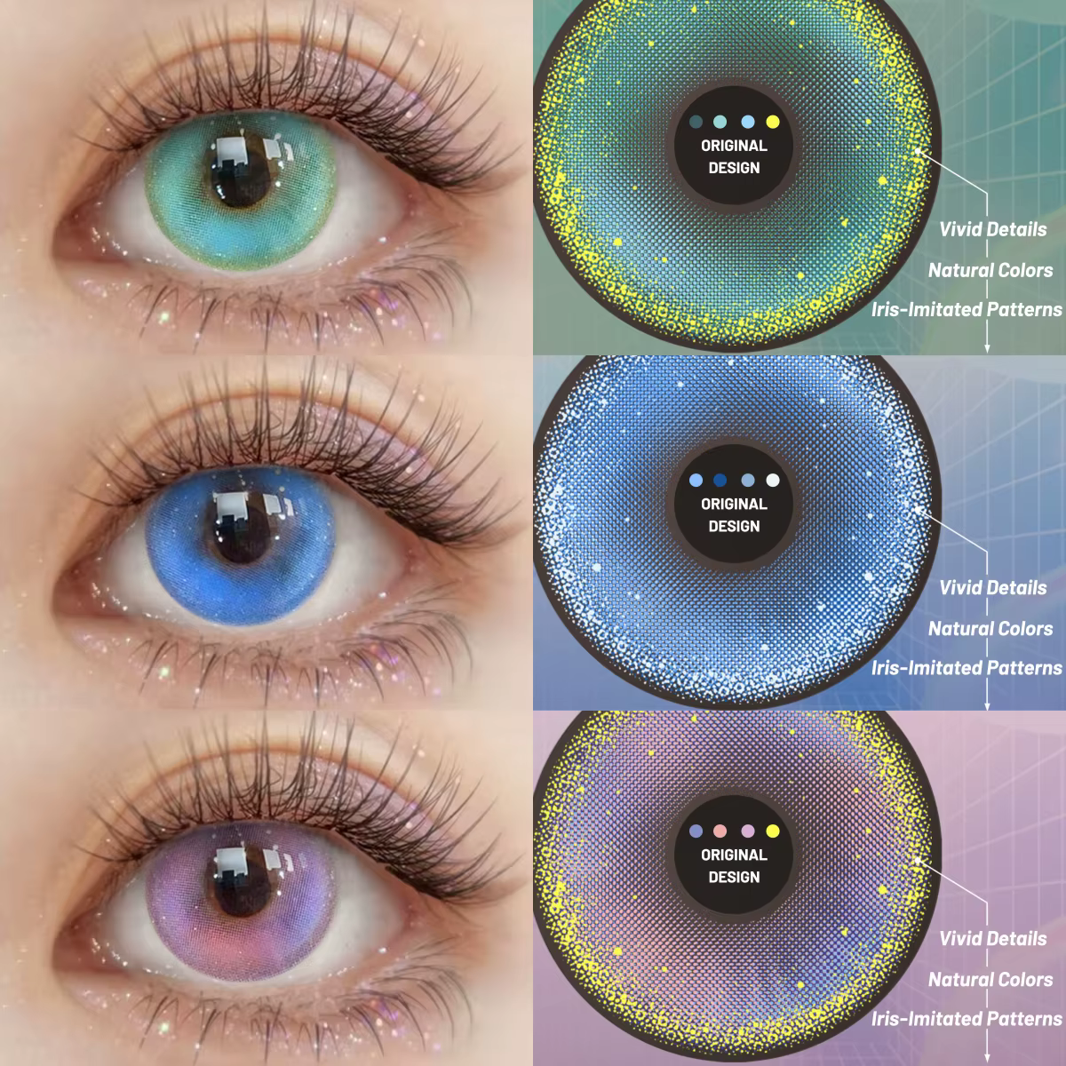 VISUASHOW Iris Grey Lentilles de contact colorées naturelles à usage semi-annuel