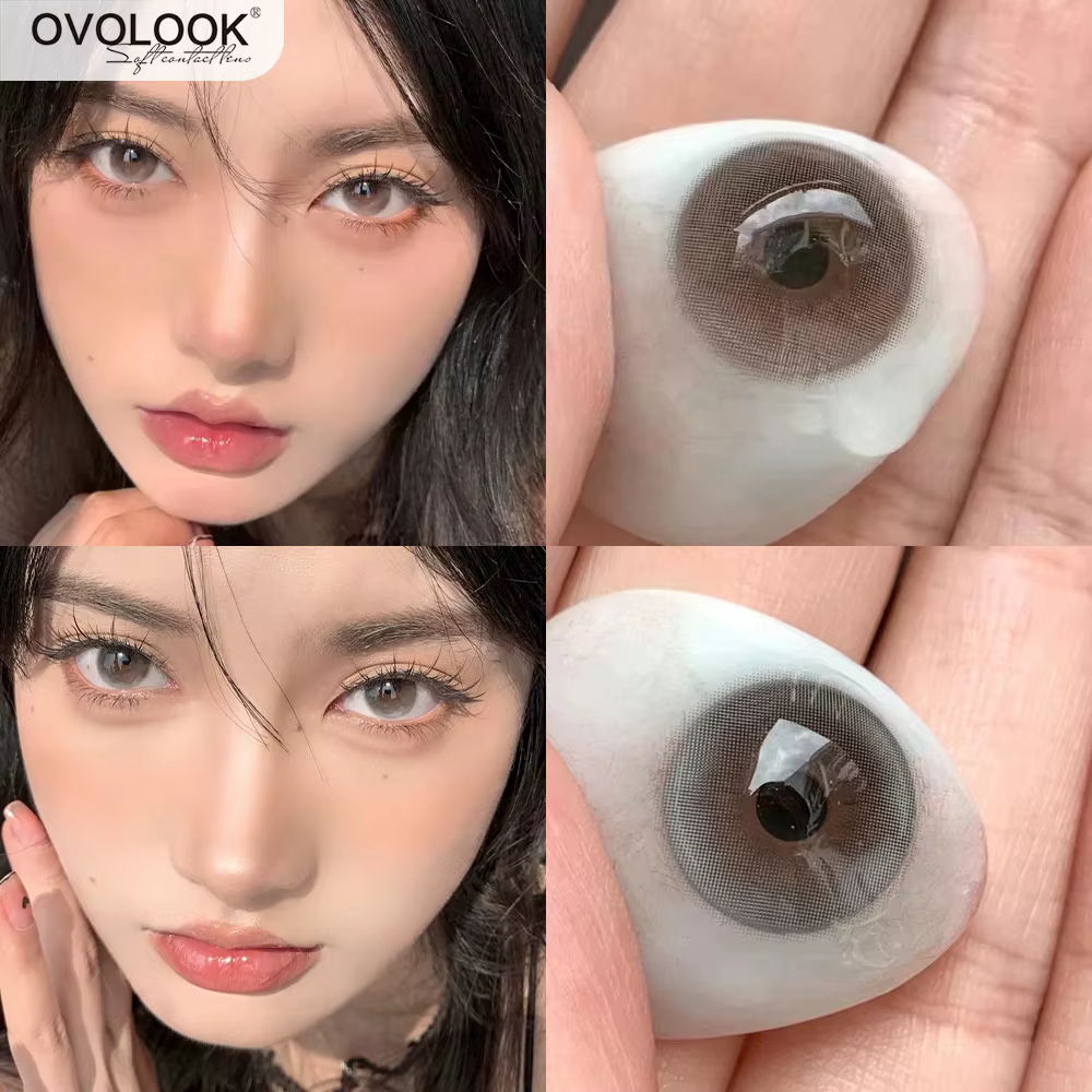 1 paire/2 pièces nouvelles lentilles de contact de couleur pour les yeux de la série Bubble mode élèves gris naturel