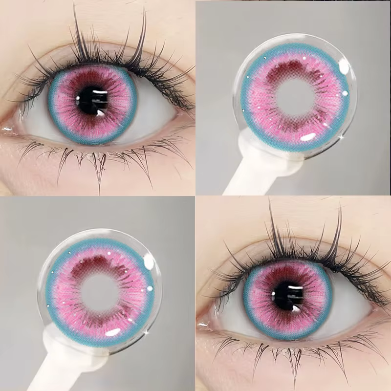 Paire Halloween Cosplay lentilles de Contact colorées pour les yeux Anime noir blanc couleur Contacts cosmétiques