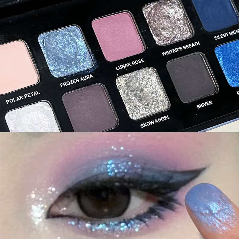 Palette de fards à paupières nacrés et scintillants