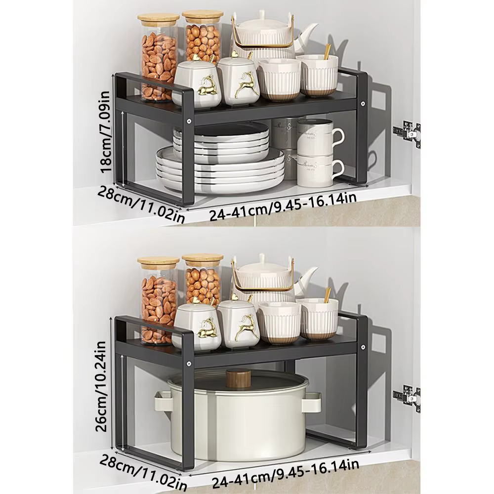 Organisateur de cuisine réglable à plusieurs niveaux, porte-pots extensible pour comptoir, gain de place, facile à installer, antidérapant