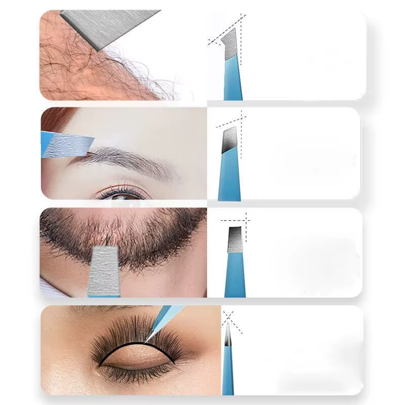 EyeblogugTweezer-Pince à épiler inclinée en acier inoxydable