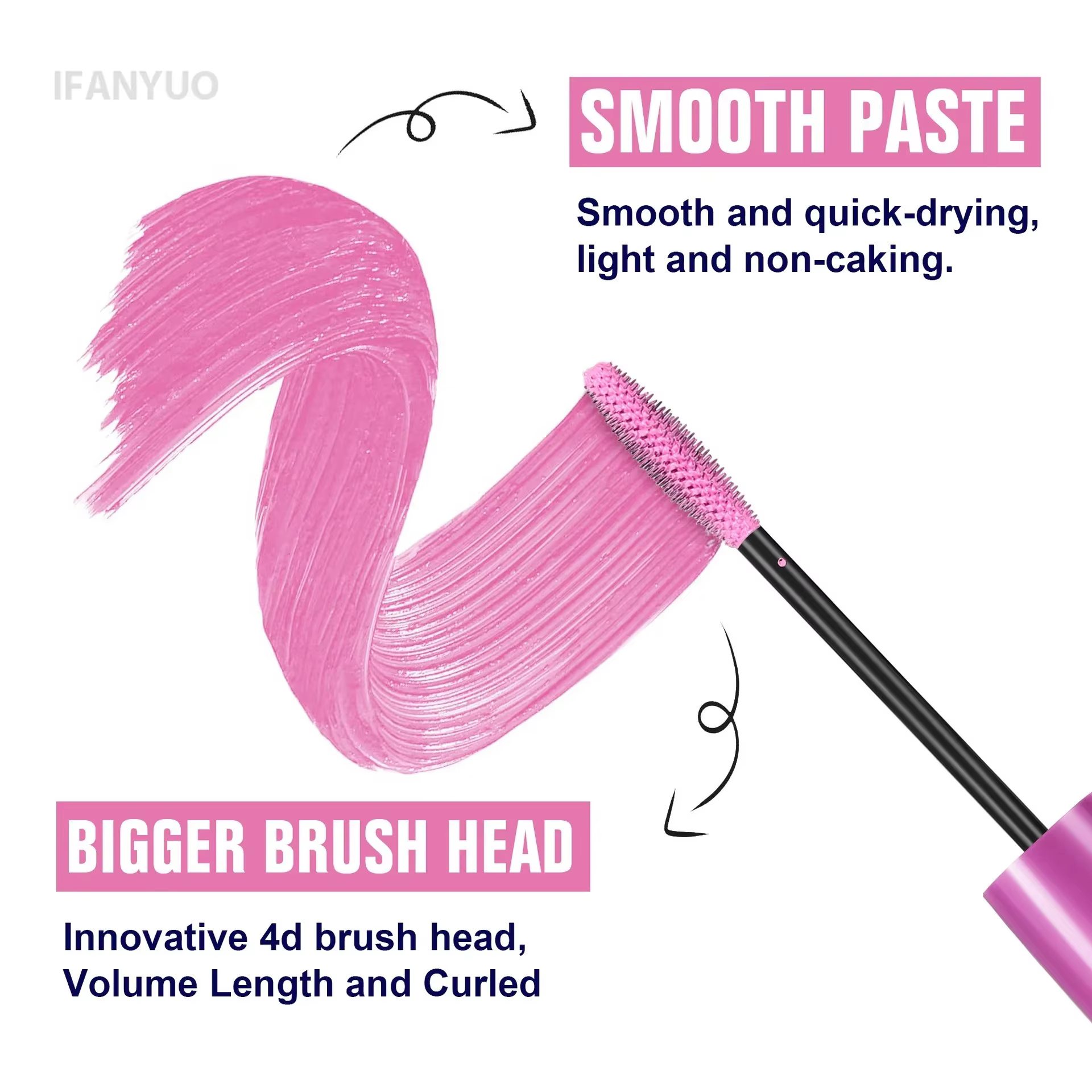 Mascara cils rose marron maquillage de scène coloré