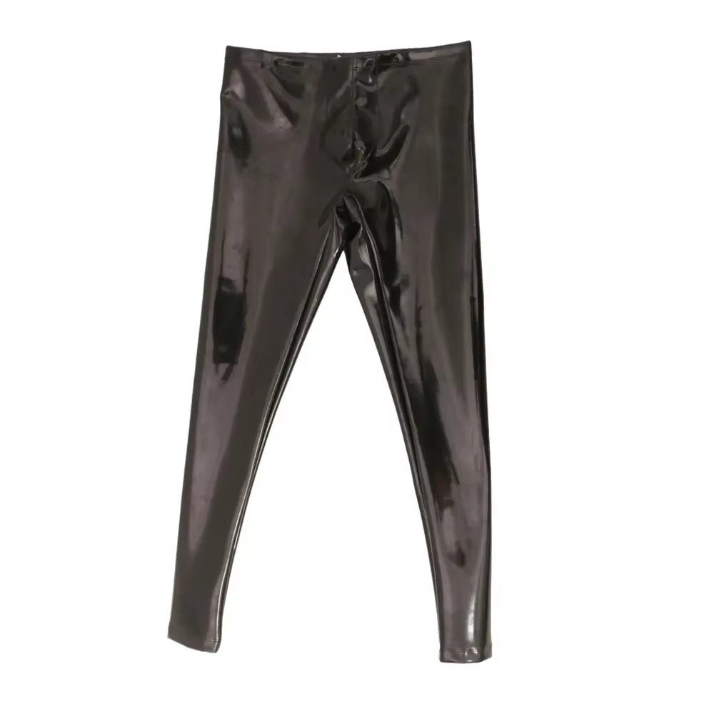 Pantalon crayon élastique en PU imperméable pour hommes, Sexy, sans nettoyage, Double face, jambes fines, Latex, Faux cuir, Punk façonnant, Plus