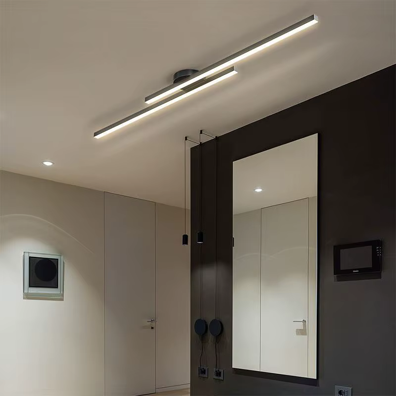 Long plafonnier LED en aluminium Design créatif moderne plafonnier luminaire intérieur couloir balcon allée bureau Lustre