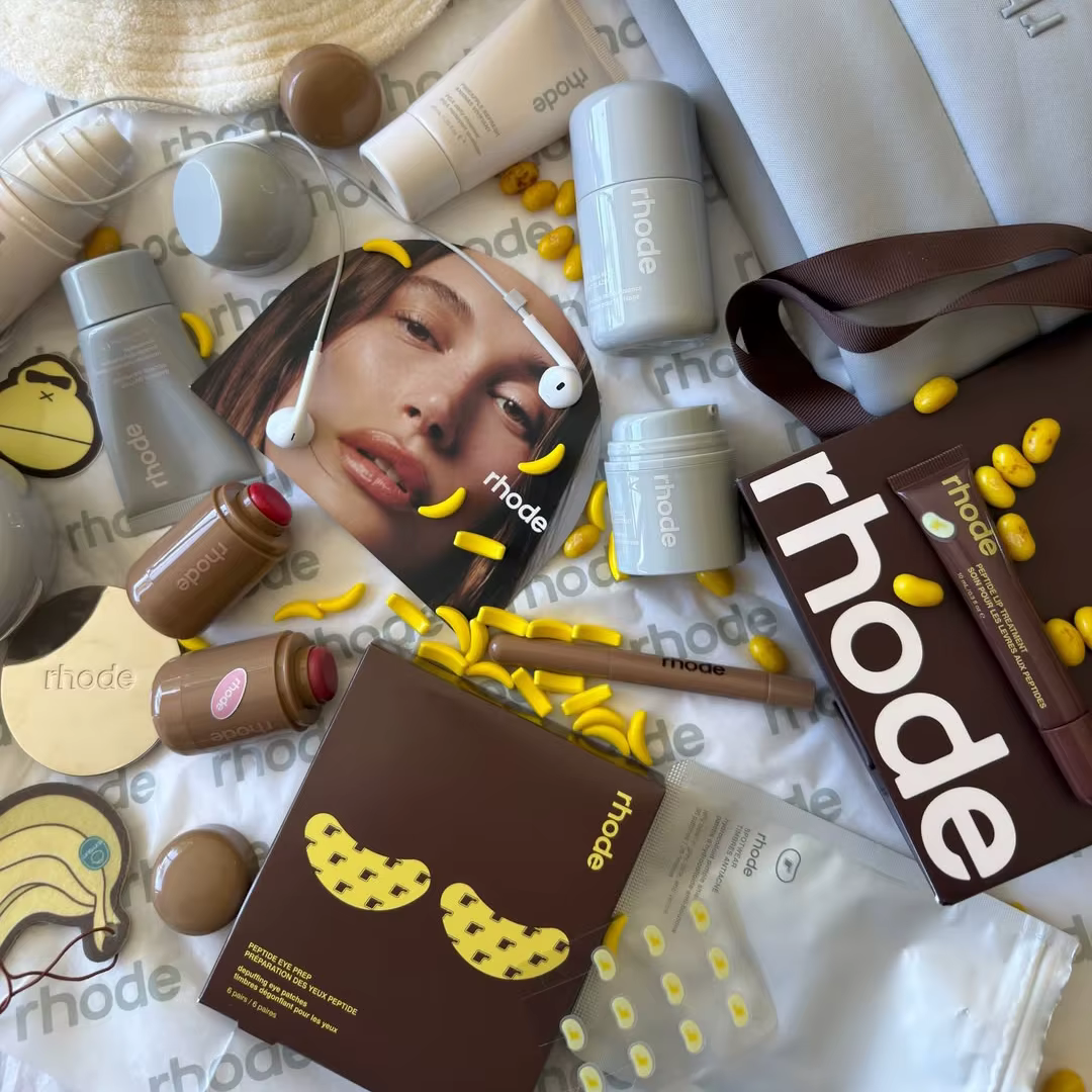 Rhodeskin Peptide Banana Eye Prep Décongestionnant Patchs Contour des Yeux Soin Gloss à Lèvres Fard à Joues Hailey Bieber Maquillage Hydratant Blush Girl