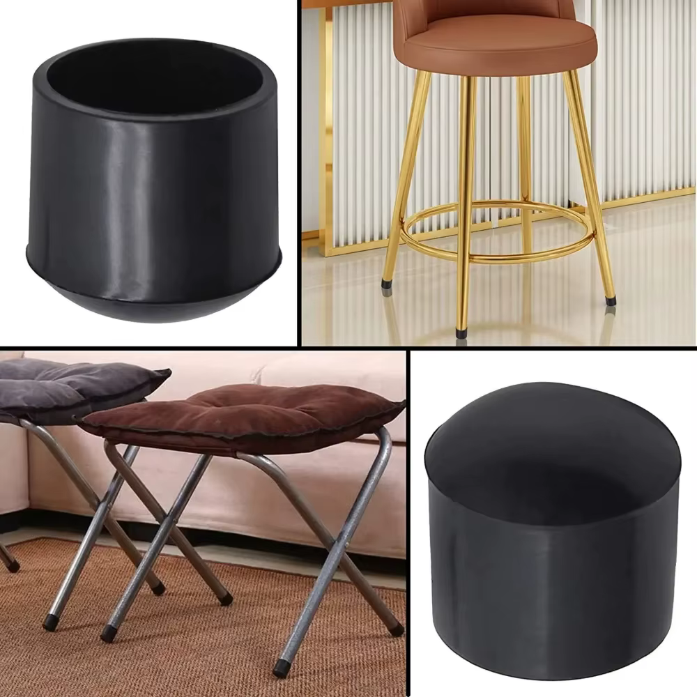 Embouts de pieds de chaise ronds en PVC, couvre-pieds de meubles antidérapants, protecteur de sol noir, pointes d'orteils de Table en caoutchouc anti-rayures, 4/24 pièces