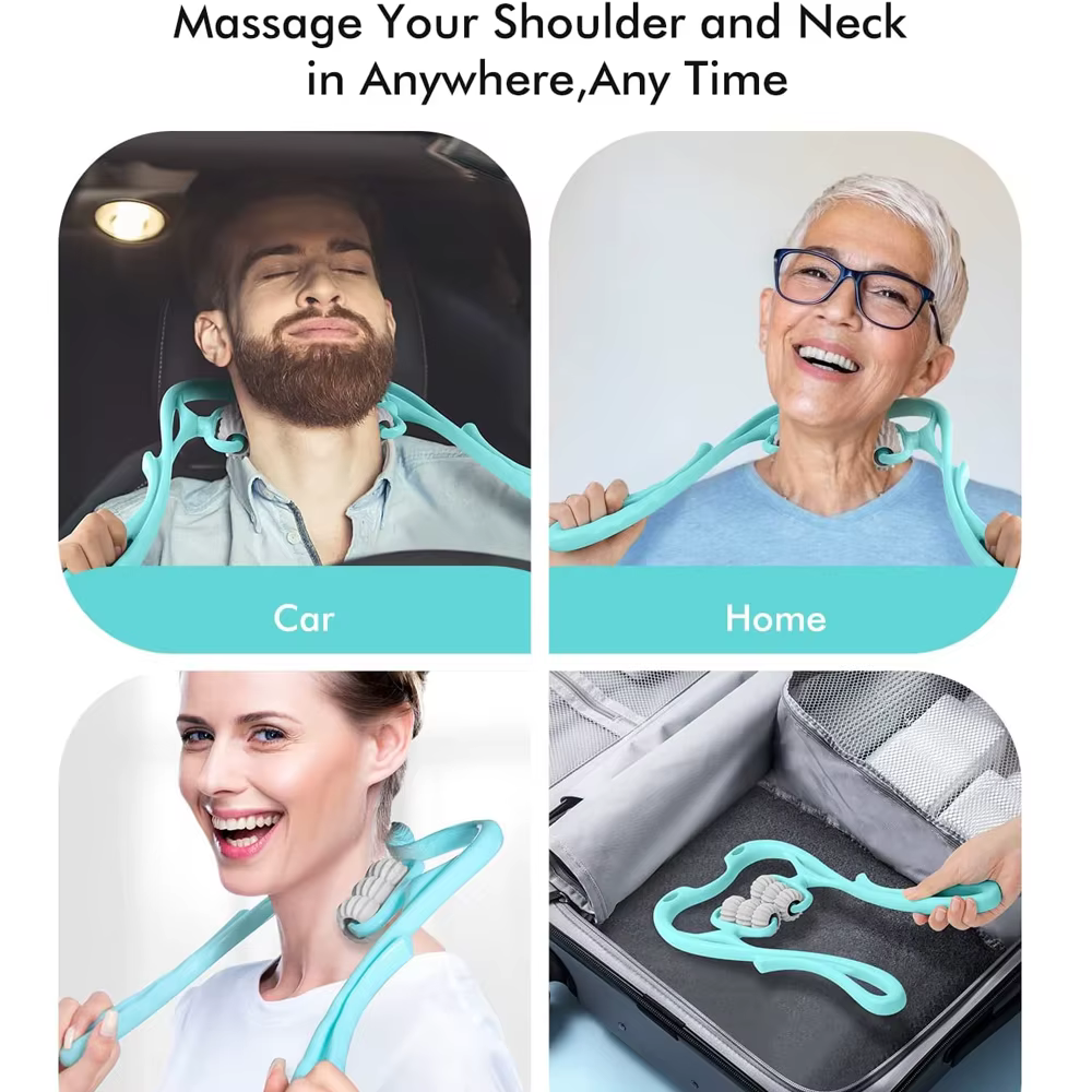 Masseur de nuque, rouleau de massage pour soulager la douleur des tissus profonds, rouleau de massage des points de pression avec 6 roues, outils de massage des épaules et des bras