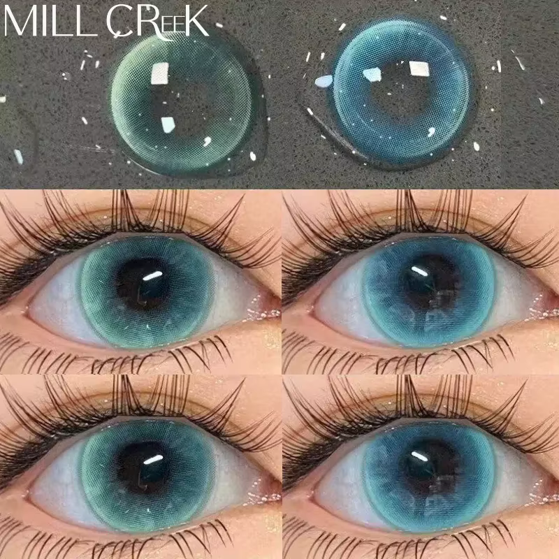 MILL CREEK 2 pièces/paire myopie naturel coréen lentille couleur lentilles de Contact bleu