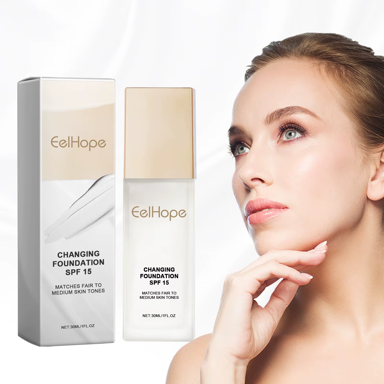 Fond de teint à couleur changeante, hydratant, cache les rides, lignes SPF 15 +, couleur hydratante, longue tenue, correcteur de Base de maquillage imperméable