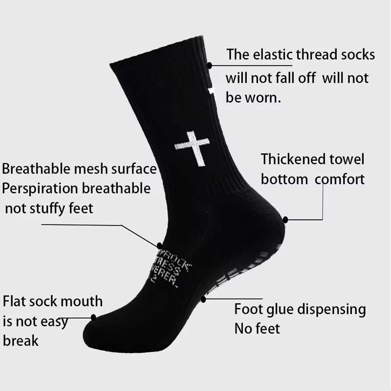Chaussettes de sport de football à séchage rapide, absorbant la transpiration, antidérapantes, mi-mollet, respirantes, avec fond en tissu éponge épais, pour l'équitation, le tennis et l'entraînement