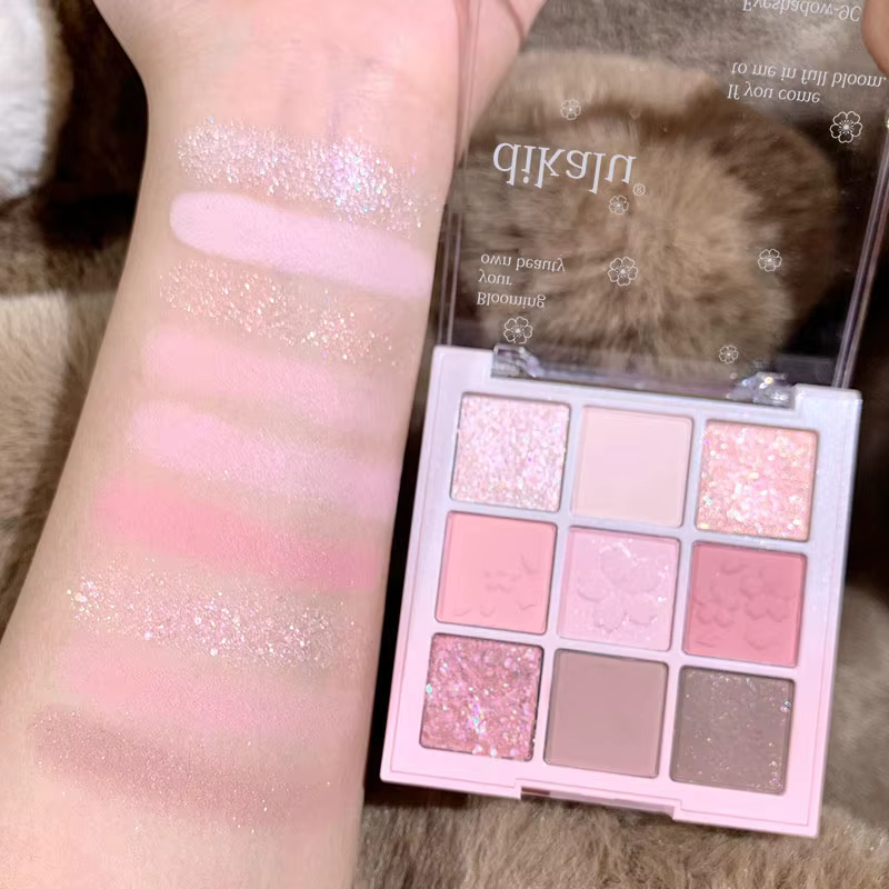 DIKALU 9 couleurs Sakura fard à paupières Palette paillettes mat faible Saturation rose marron nu maquillage miroitant Pigments pour les yeux longue durée