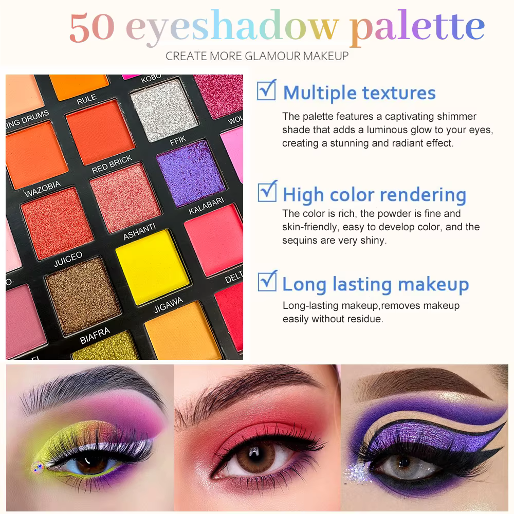 Palette de fards à paupières 50 couleurs