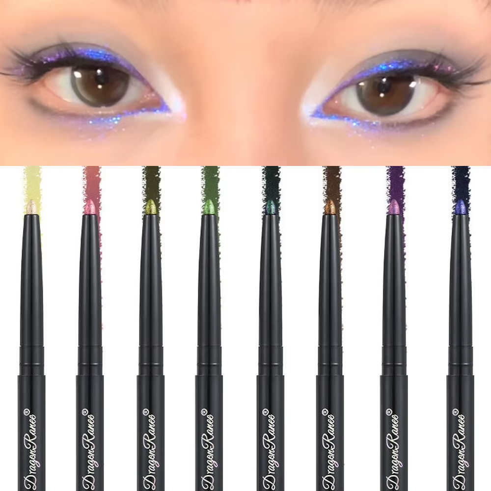 Crayon Eyeliner Nacré Effet Aurore Imperméable Bleu Violet Paillettes Diamantées Fard à Paupières Métallique Chrome Maquillage Yeux Effet Silkworm