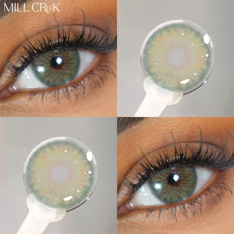 MILL CREEK 1 Paire de Nouvelles Lentilles de Contact Colorées Naturelles Vertes pour les Yeux Marron