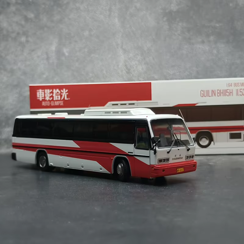 AUTO-GLIMPSE 1:64 Guilin Daewoo BH115H Autobus de tourisme de luxe rouge – Modèle d'autobus en alliage, collection, cadeau de vacances
