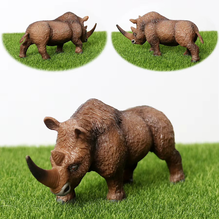 Figurines réalistes d'animaux sauvages, rhinocéros indien, modèle de jouet, figurine de rhinocéros laineux, jouet éducatif pour enfants