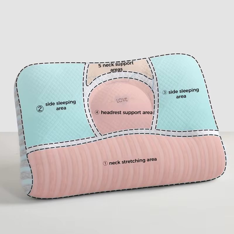 1 oreiller cervical confortable pour le cou, soulagement doux de la douleur, garnissage en microfibre, oreiller de lit lavable, soutien cervical profilé