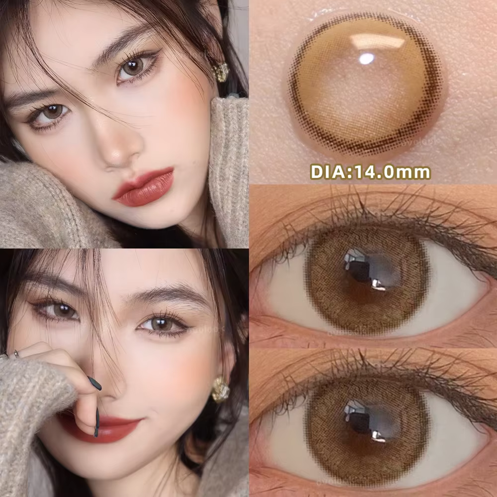 1 paire (2 pièces) lentilles de Contact marron naturel pour les yeux