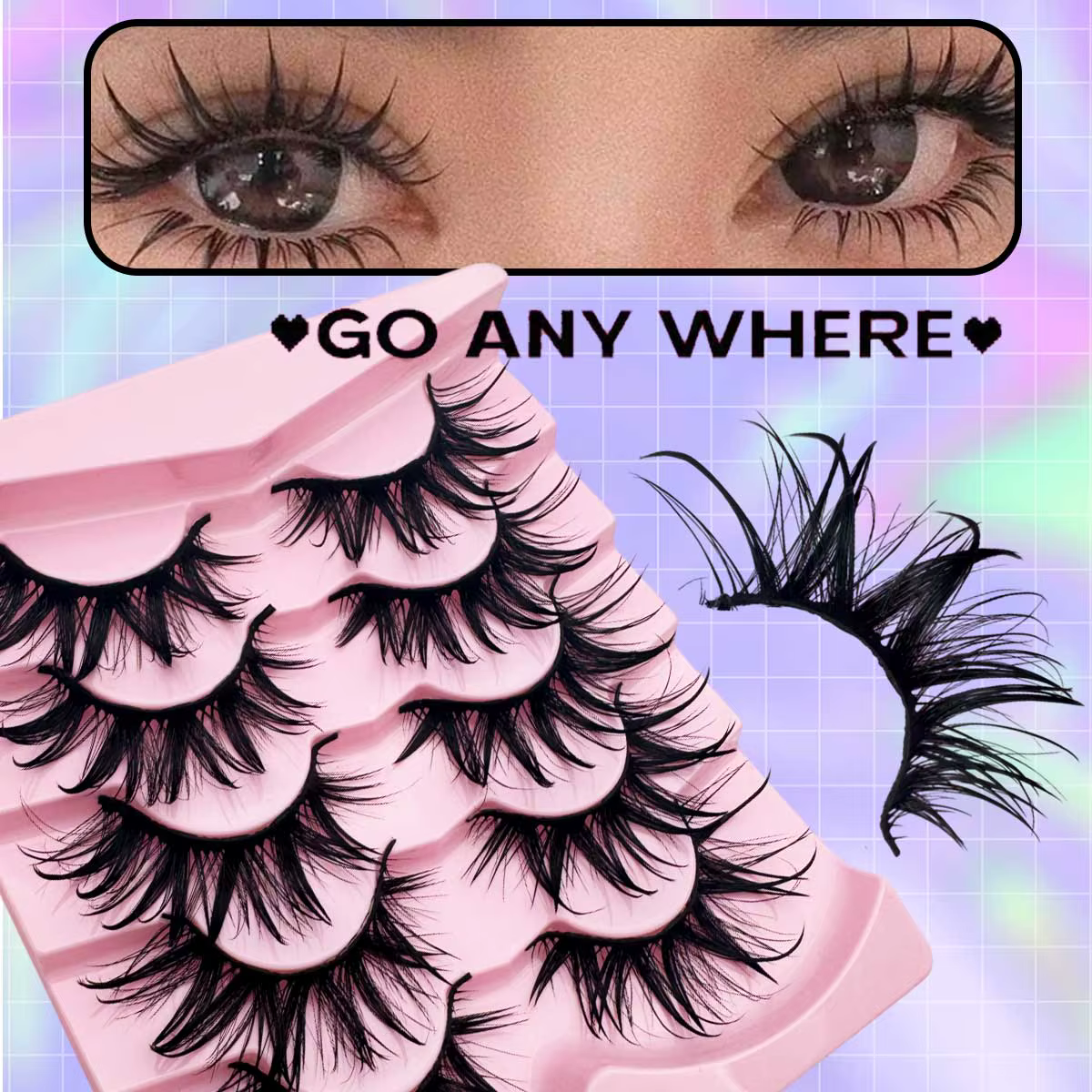 5 paires de faux cils à la mode