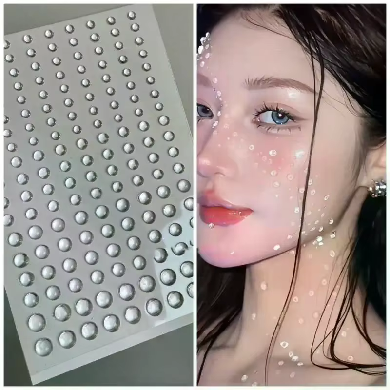 3/4/5/6mm 3D strass yeux visage maquillage tatouage temporaire auto-adhésif clair goutte d'eau autocollants Festival scène corps Art décor