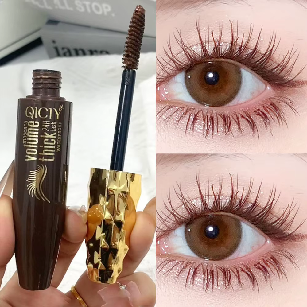 Mascara brun waterproof, épais et longue tenue, ne tache pas les cils