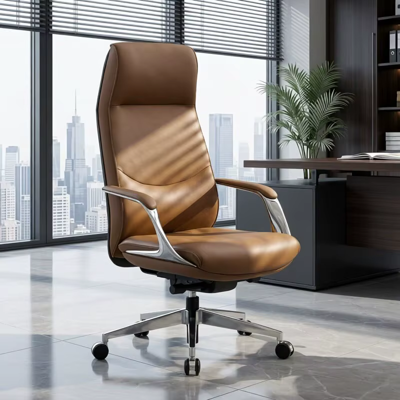 Chaise de bureau ergonomique à dossier haut, avec coussin et roulettes, pour adultes, confortable et relaxante, mobilier design pour la maison