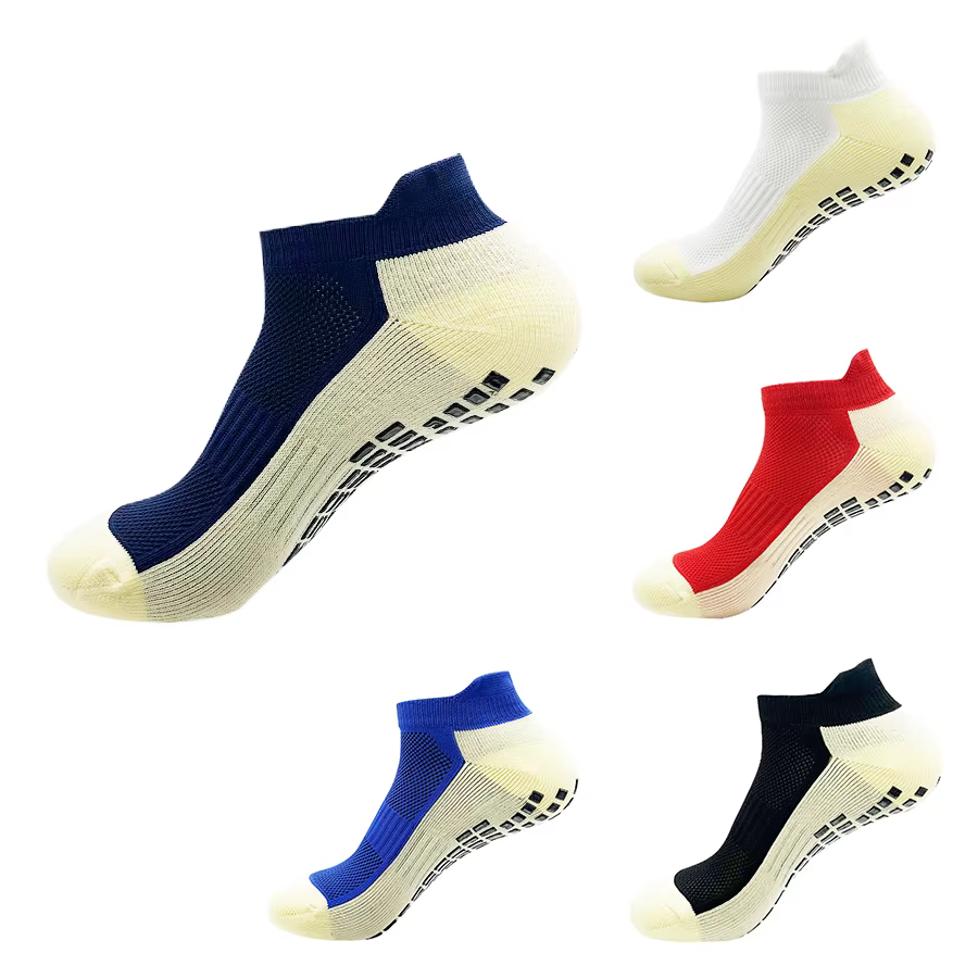 1 Paire de Chaussettes de Football Courtes Neuves, Grises, Antidérapantes, avec Semelle en Coton Invisible, Chaussettes de Sport Respirantes