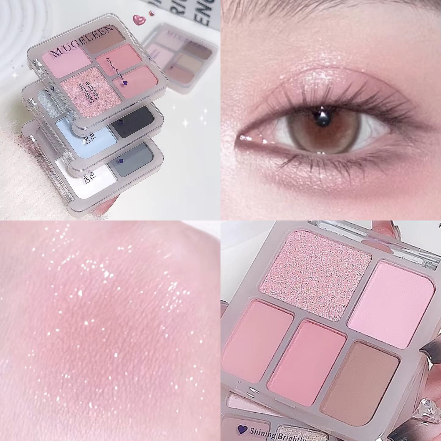 Palette de fards à paupières, 5 couleurs, Nude, Beige, rose, maquillage pour les yeux, gris argenté, mat, paillettes, Halloween, Punk, noir foncé, Pigment pour les yeux