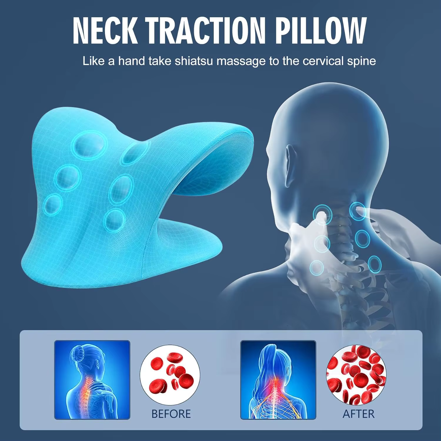 Appareil d'étirement du cou pour soulager la douleur, relaxant pour le cou et les épaules, dispositif de traction cervicale, oreiller pour la relaxation musculaire et le soulagement de la douleur TMJ