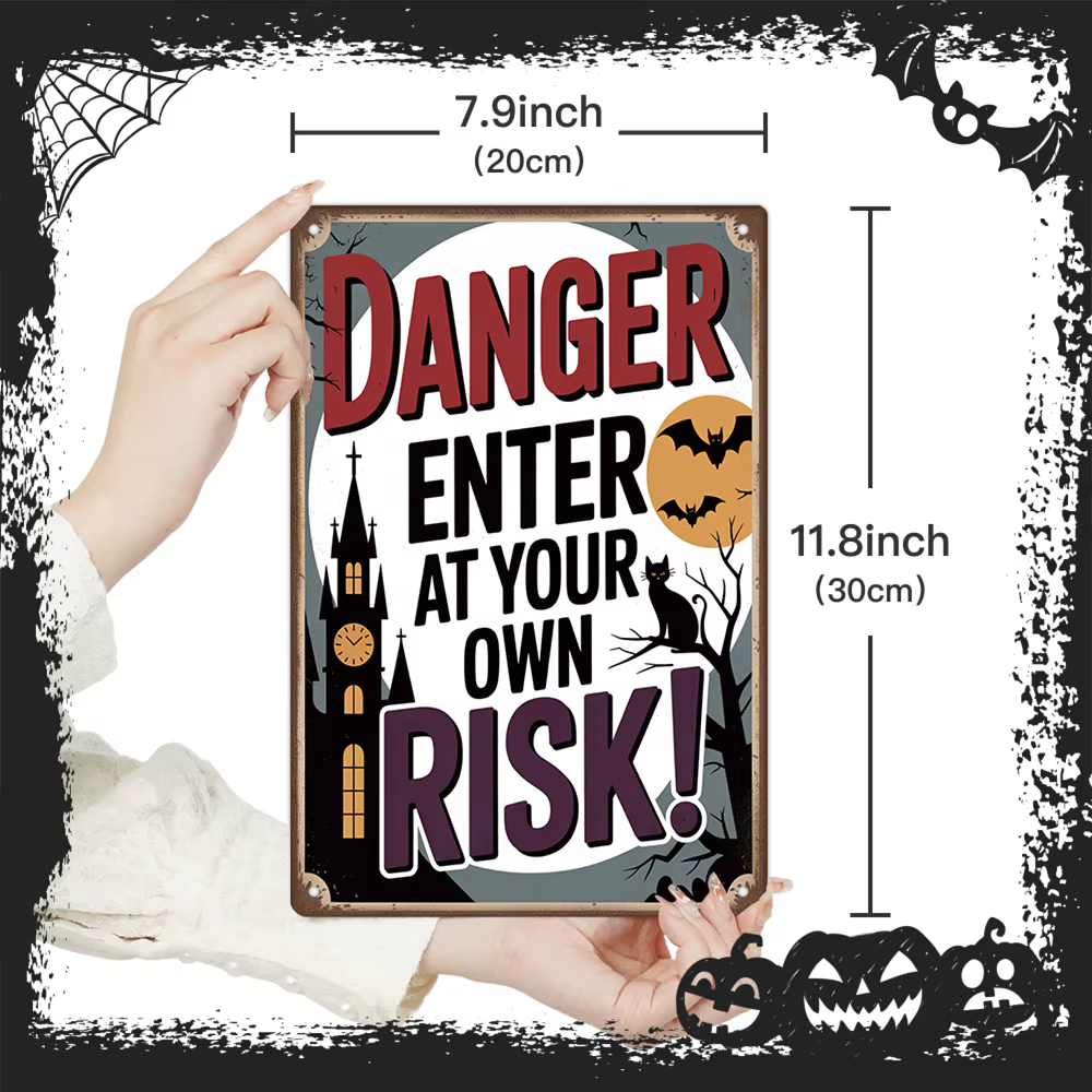 Putuo Decor – panneau métallique Vintage en étain, 1 pièce, DANGER ENTER AT YOUR OWN RISK!, décor artistique mural pour la maison, fête d'halloween, cadeau