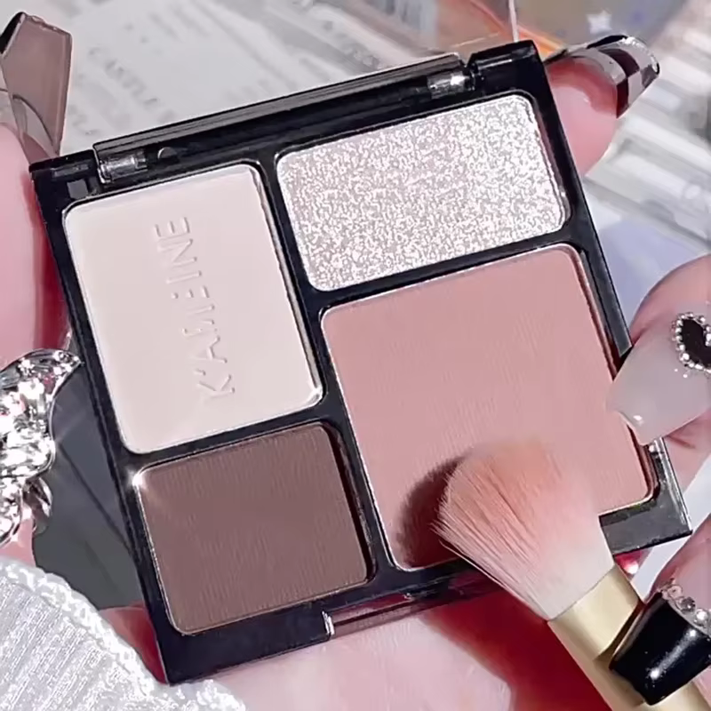 Noir rose fard à paupières poudre douce Cool filles yeux Contours Palette de maquillage coréen quatre couleurs