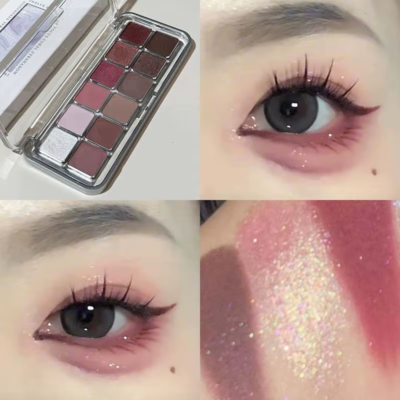 Sexy Rose vin rouge marron paillettes fard à paupières saturation doux mat gris
