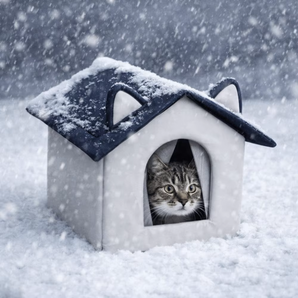Maison d'extérieur chaude pour chat, Base étanche et résistante à l'humidité, abri pour chat errant, conception fermée, nid d'hiver coupe-vent pour chat