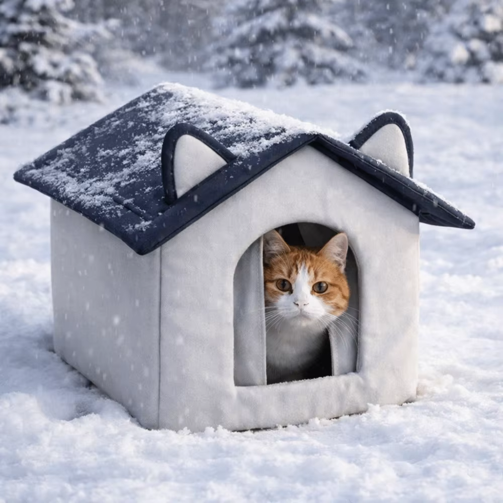 Maison d'extérieur chaude pour chat, coupe-vent, Base résistante à l'humidité, abri pour chat errant, conception fermée, nid d'hiver étanche pour chat