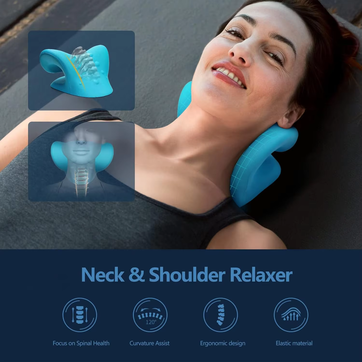 Oreiller chiropratique relaxant pour le cou, dispositif de traction cervicale, soulagement de la douleur TMJ, alignement de la colonne vertébrale, soutien des épaules pour un sommeil confortable