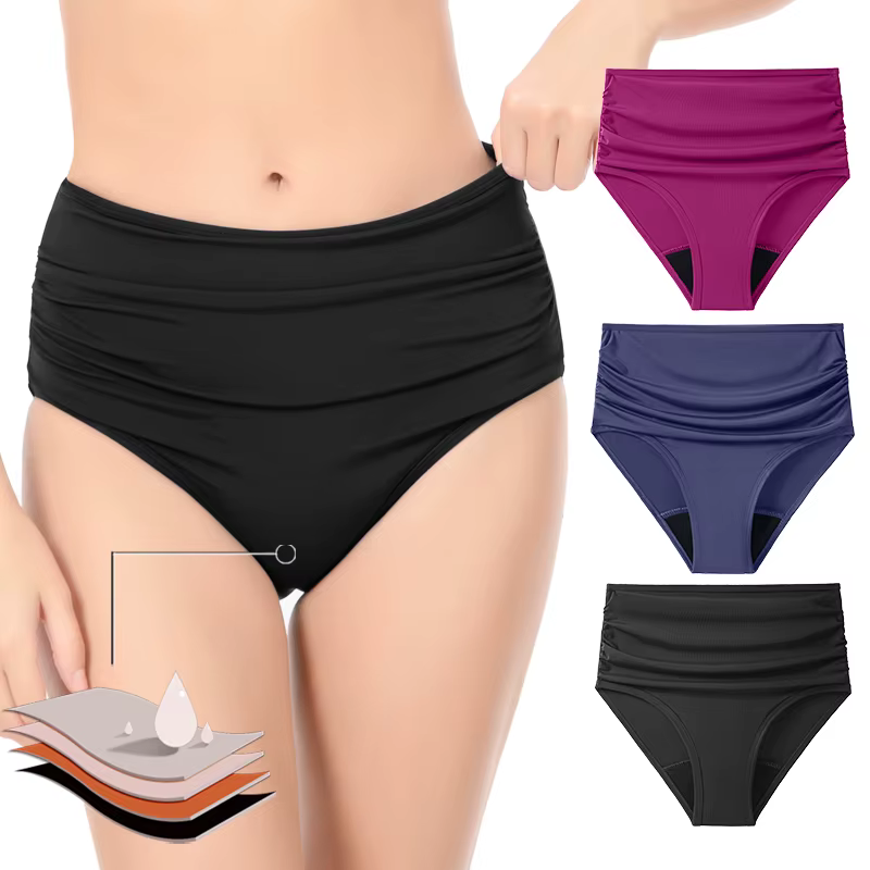 Culotte menstruelle taille haute pour homme, maillot de bain à absorption rapide, bas de bikini imperméable, vêtements de plage absorbants, culotte de règles