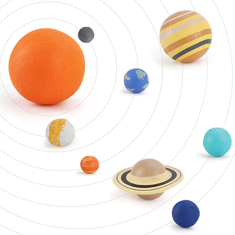 Figurines de simulation du système solaire et de la planète cosmique, lot de 9 pièces, matériaux fuchsia, jouets scientifiques