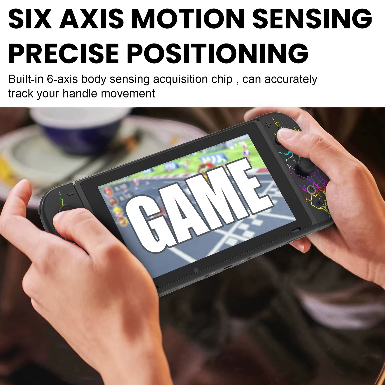 JoyCon – manette de jeu sans fil avec effet Lightning et étoiles RGB, pour Nintendo Switch/Lite/Oled, Joystick à double Vibration