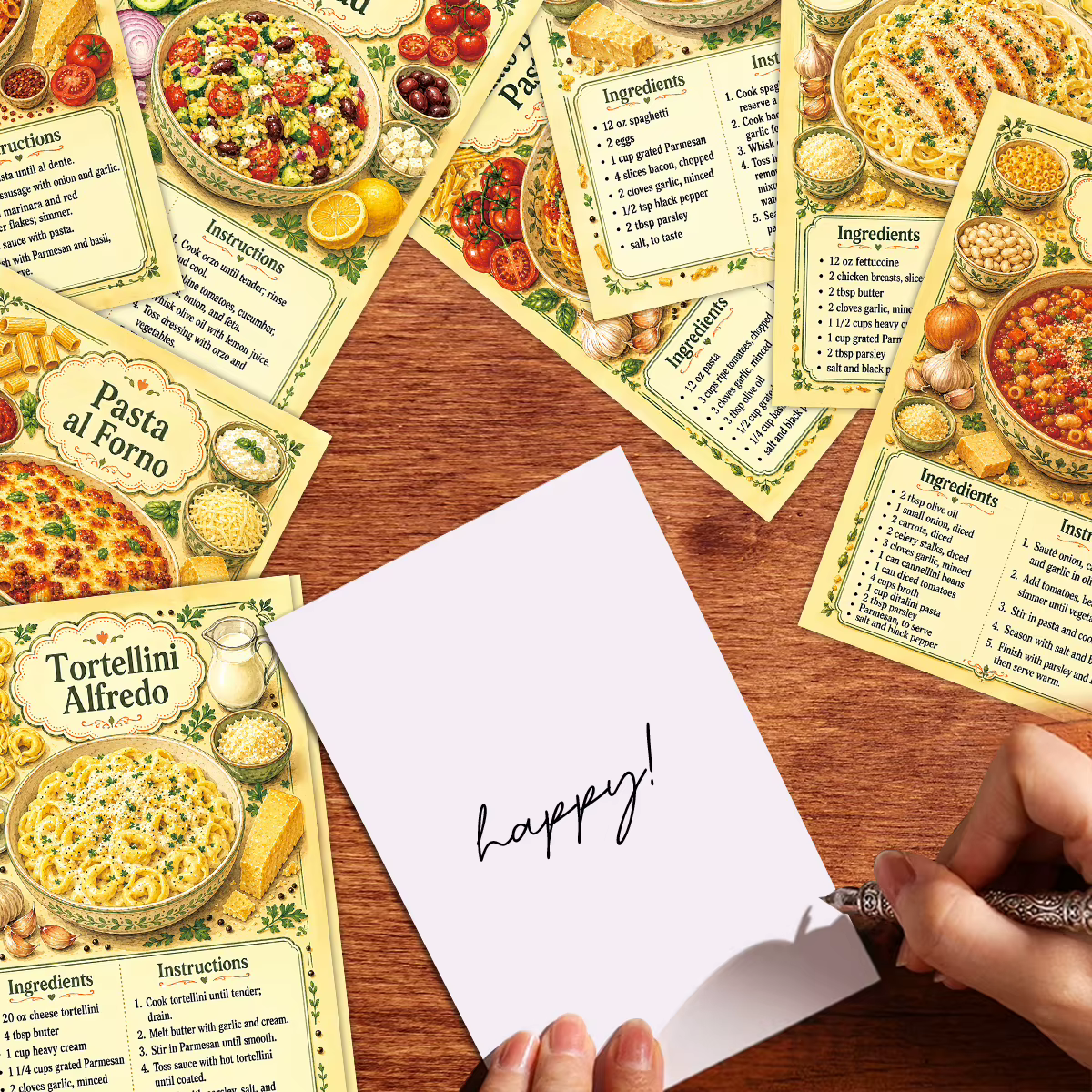 20 cartes postales vintage avec recettes de pâtes italiennes, cartes décoratives pour tableau d'affichage mural de cuisine, cadeaux culinaires pour chefs à domicile et amateurs de pâtes