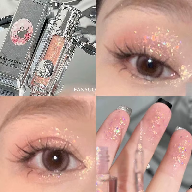 Balletism Glitter Liquid Eyeshadow Pearly Fine Shimmer Long Lasting Sparkling High Gloss Sequin Eye Shadow Lying Silkworm Makeup