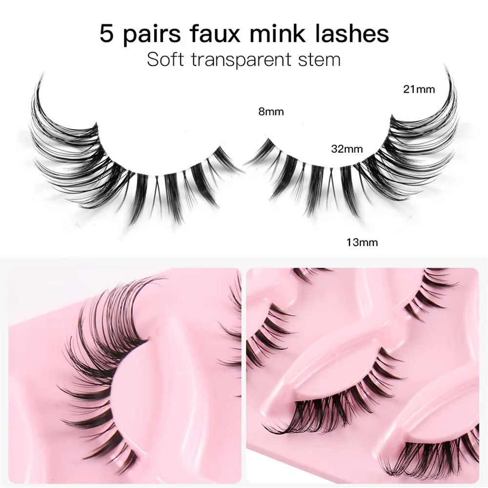 5 paires de cils dramatiques effet œil chat/renard Volume dramatique Extension