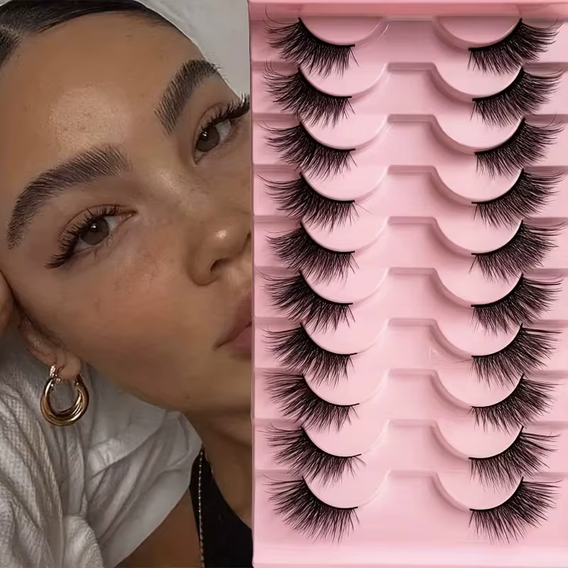 10 paires de cils épais effet œil de chat